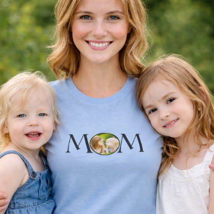 Minimal Simple Photo Navy MOM Mother's Day Gift T-Shirt