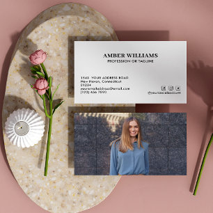 Minimal Simple Photo Social Media Icons  Business Card