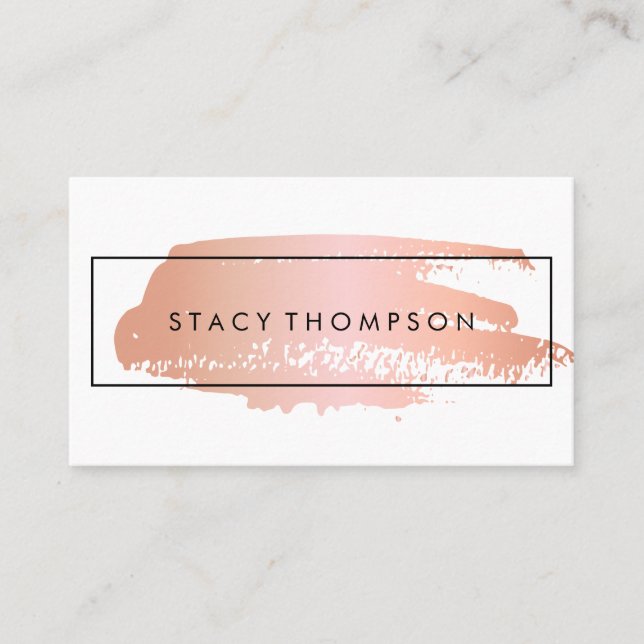 Minimal Simple Pink Brushed Business Card (Front)