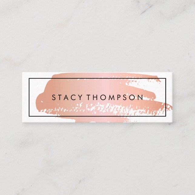 Minimal Simple Pink Brushed Mini Business Card (Front)