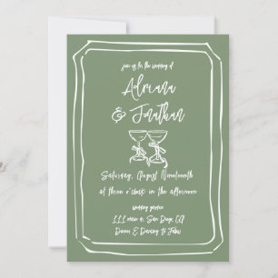 Minimal Simple Sage Green Wedding Invitation