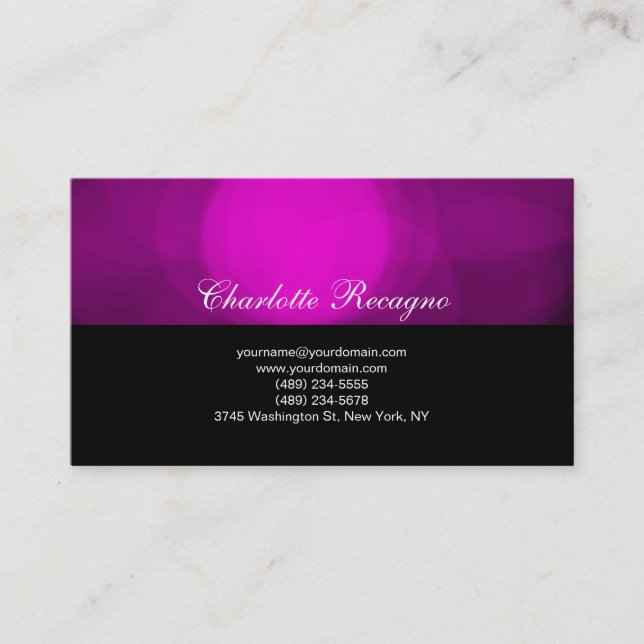 Minimal Simple Script Black Pink Business Card (Front)