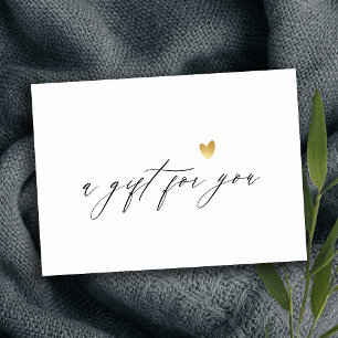 Minimal Simple Script Gold Heart Gift Certificate Card