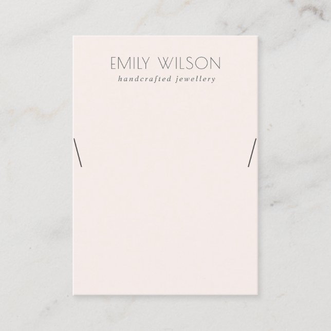Minimal Simple Soft Blush Pink Necklace Display Business Card (Front)