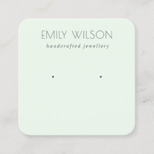 Minimal Simple Soft Green Aqua Earring Display Square Business Card