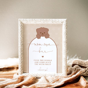 Minimal Simple Teddy Bear Baby Shower Mum-osa Bar Poster