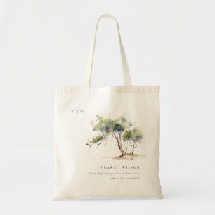 Minimal Simple Watercolor Botanical Tree Wedding Tote Bag