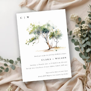 Minimal Simple Watercolor Tree Couples Shower Invitation