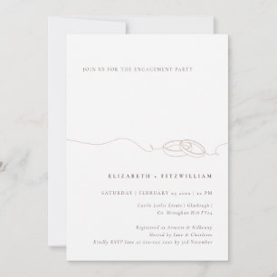 Minimal Simple Wedding Ring Blush Engagement Party Invitation