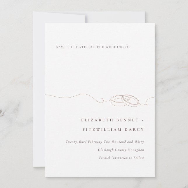 Minimal Simple Wedding Rings | Blush Pink Save The Date (Front)