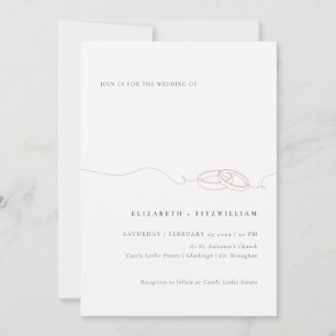 Minimal Simple Wedding Rings   Blush Pink Wedding Invitation