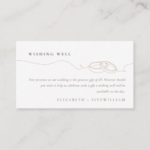 Minimal Simple Wedding Rings Blush Wishing Well Enclosure Card