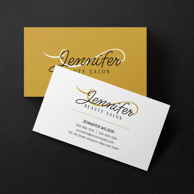 Minimal Simple White Gold Beauty Salon Aestheticia Business Card (Creator Uploaded)