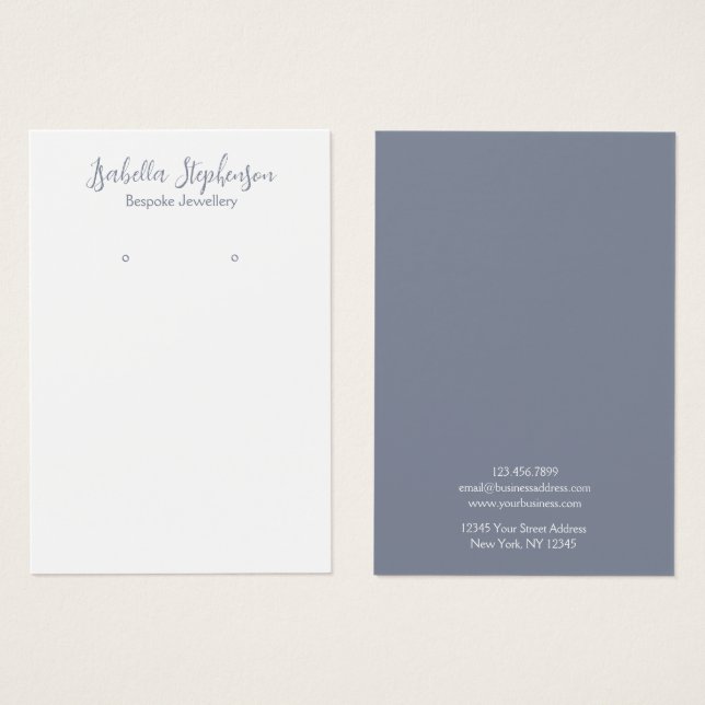 Minimal Simple White Silver Blue Earring Display (Front & Back)