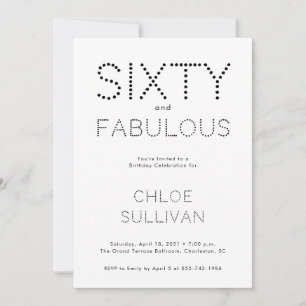 Minimal Sixty and Fabulous 60th Birthday Party Invitation