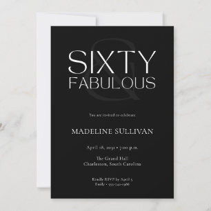 Minimal Sixty and Fabulous 60th Birthday Party Invitation