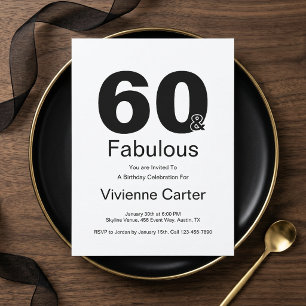 Minimal Sixty and Fabulous 60th Birthday Party Invitation