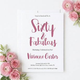 Minimal Sixty and Fabulous 60th Birthday Party Invitation