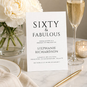Minimal Sixty and Fabulous 60th Birthday Party Invitation