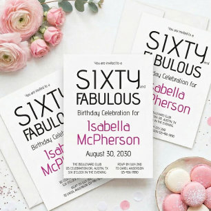 Minimal Sixty and Fabulous 60th Birthday Party Invitation