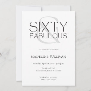 Minimal Sixty and Fabulous 60th Birthday Party Invitation