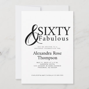 Minimal Sixty and Fabulous 60th Birthday Party Invitation