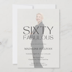 Minimal Sixty Fabulous 60th Photo Birthday Party Invitation