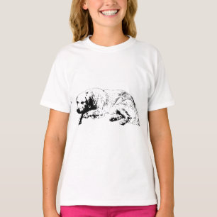 Minimal Sleeping Dog Line Art For Modern Relaxatio T-Shirt