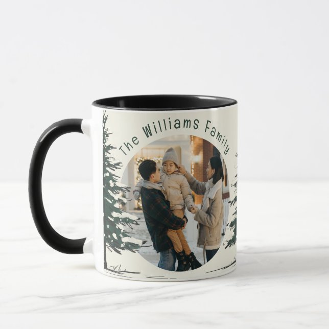 Minimal Snow Christmas Tree Winter Holiday Mug (Left)