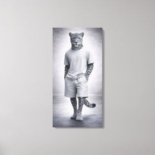 Minimal Snow Leopard Streetwear Illustration Canvas Print