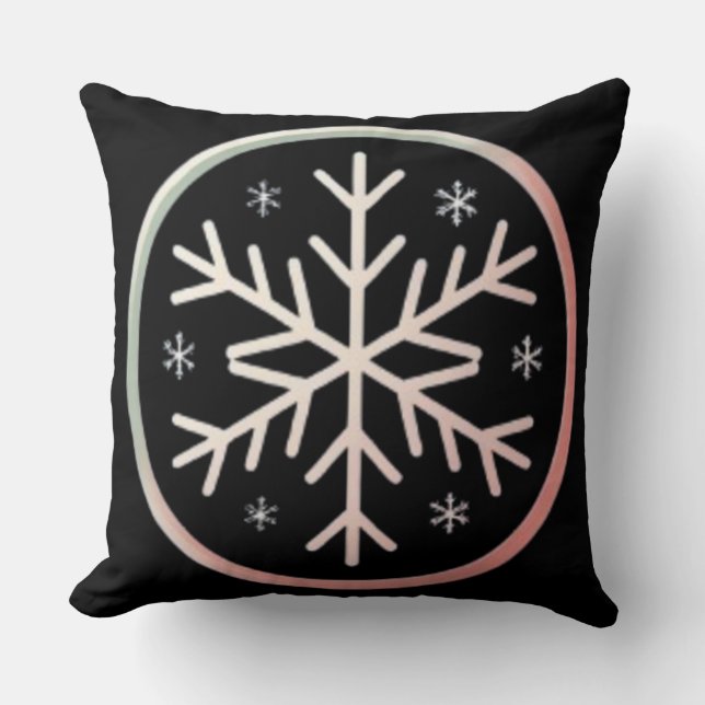 Minimal Snowflake Icon –  Winter Holiday design  Cushion (Front)
