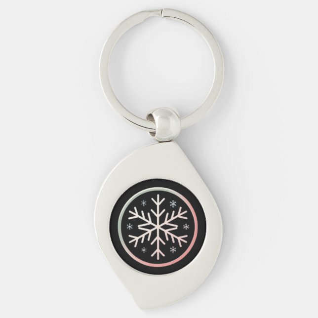 Minimal Snowflake Icon –  Winter Holiday design  Key Ring (Front)