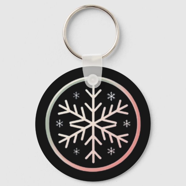 Minimal Snowflake Icon –  Winter Holiday design  Key Ring (Front)