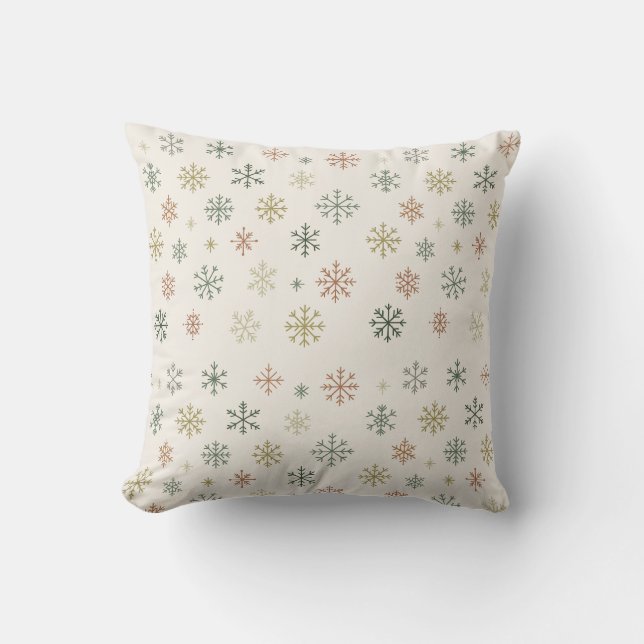 Minimal Snowflakes Seamless Pattern Cushion (Front)