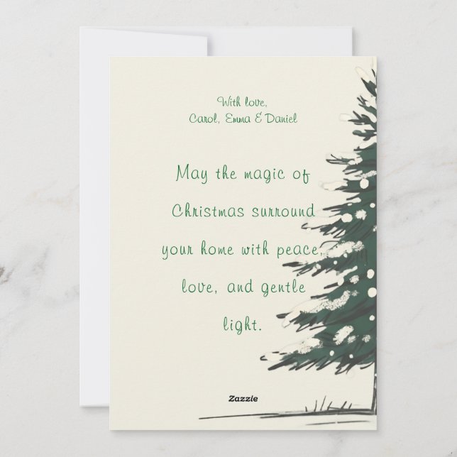 Minimal Snowy Christmas Tree Winter Watercolor Holiday Card (Back)