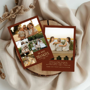 Minimal So Very Thankful Photos Happy Thanksgiving Holiday Card