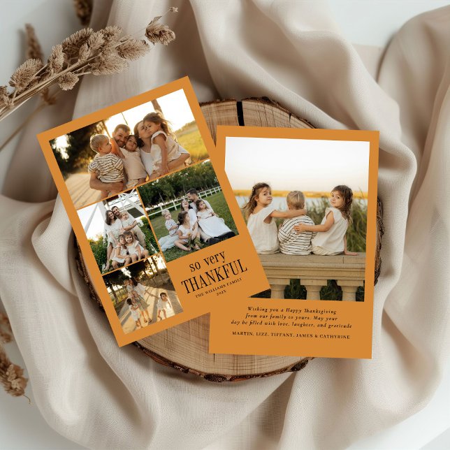 Minimal So Very Thankful Photos Happy Thanksgiving Holiday Card (Creator Uploaded)