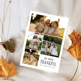 Minimal So Very Thankful Photos Happy Thanksgiving Holiday Card