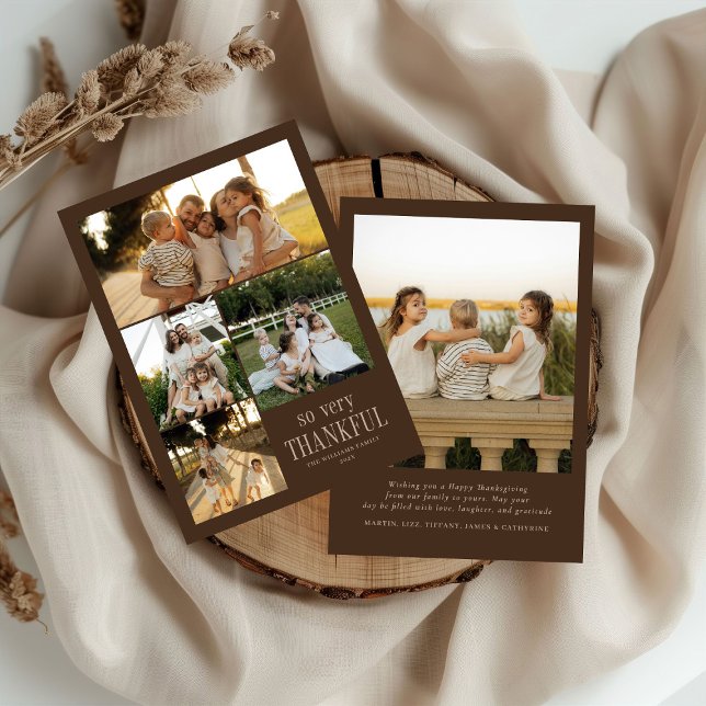 Minimal So Very Thankful Photos Happy Thanksgiving Holiday Card (Creator Uploaded)