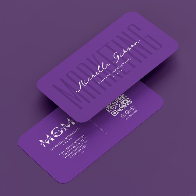 Minimal Social Media Marketing Royal Purple Business Card (Minimal Social Media Marketing Royal Purple Business Card
)