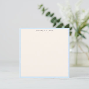 Minimal Soft Blue Border Name Stationery Cute Card