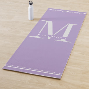 Minimal Soft Lavender Purple & White Monogram Yoga Mat