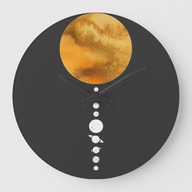 Minimal Solar System Large Clock (Front)