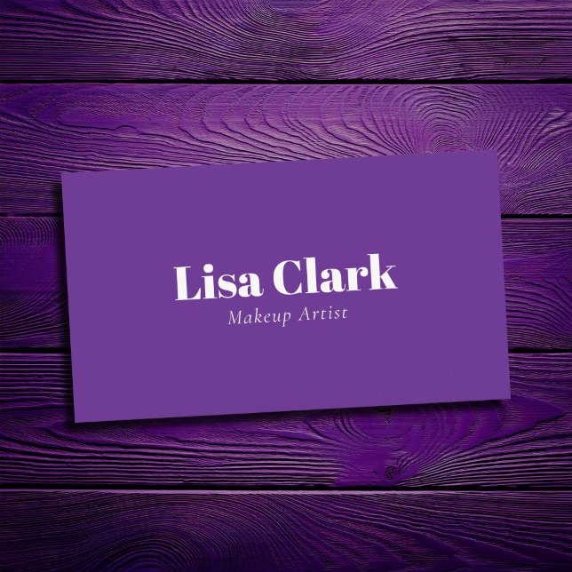 Minimal Solid Purple & White Makeup Artist Business Card (Creator Uploaded)