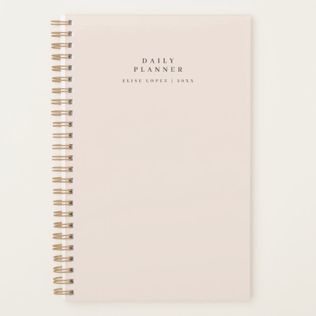 Minimal Spiral Blush Pink Daily Planner  (Front)