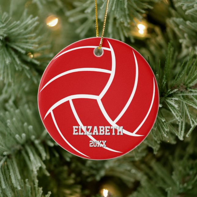 minimal sports red green girls boys volleyball ceramic tree decoration (Tree)