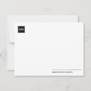 Minimal Square Monogram Black Chic Typography Card
