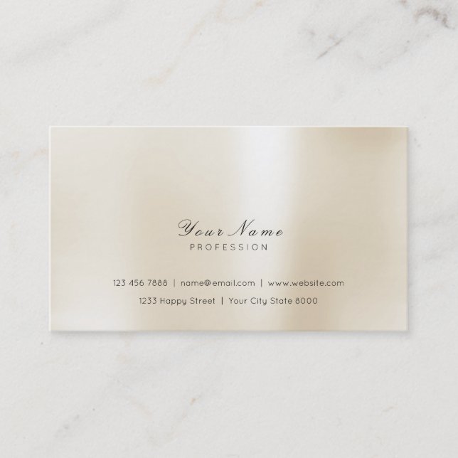 Minimal Steel Pearly Ivory Delicate Script  Vip Business Card (Front)