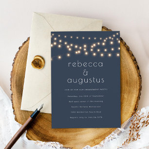 Minimal String Lights Couples Engagement Party Invitation