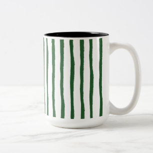 Minimal Stripe Green Two-Tone Coffee Mug